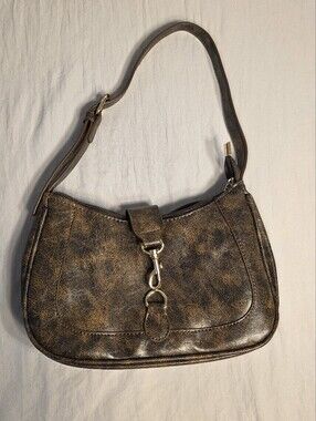 Brown Distressed Faux Leather Shoulder Bag